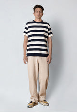Clean Cut Copenhagen MILAS KNITTED T-SHIRT T-shirts S/S Navy/Ecru