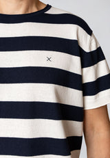 Clean Cut Copenhagen MILAS KNITTED T-SHIRT T-shirts S/S Navy/Ecru
