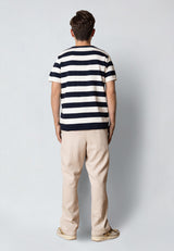 Clean Cut Copenhagen MILAS KNITTED T-SHIRT T-shirts S/S Navy/Ecru