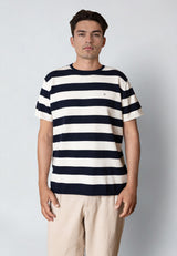 Clean Cut Copenhagen MILAS KNITTED T-SHIRT T-shirts S/S Navy/Ecru