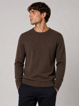Clean Cut Copenhagen Merino crewneck knit Strik Brun Melange