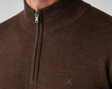 Clean Cut Copenhagen Merino half-zip knit Strik Brun Melange