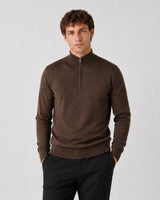 Clean Cut Copenhagen Merino half-zip knit Strik Brun Melange