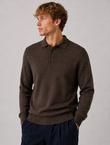 Clean Cut Copenhagen Merino polo knit Strik Brun Melange