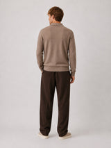 Clean Cut Copenhagen Merino polo knit Strik Dark beige melange