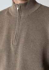 Clean Cut Copenhagen OSCAR HALF ZIP KNITTED JUMPER Strik Brindle melange