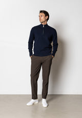 Clean Cut Copenhagen OSCAR HALF ZIP KNITTED JUMPER Strik Navy