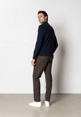 Clean Cut Copenhagen OSCAR HALF ZIP KNITTED JUMPER Strik Navy