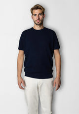 Clean Cut Copenhagen OWEN KNITTED T-SHIRT T-shirts S/S Navy