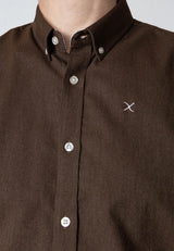 Clean Cut Copenhagen OXFORD STRETCH SHIRT Skjorte L/S Mørkebrun Melange