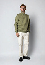 Clean Cut Copenhagen PATRICK ZIP SWEATSHIRT Sweatshirts Støvet Grøn