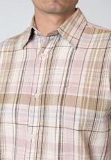 Clean Cut Copenhagen REMY CHECKED SHIRT Skjorte L/S Ecru/Violet ice