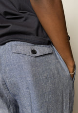Clean Cut Copenhagen Tokyo Roman linen pants Bukser Navy Melange