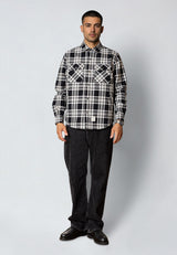 Fat Moose ADRIAN CHECKED COTTON SHIRT Overshirts Black/Ecru