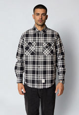 Fat Moose ADRIAN CHECKED COTTON SHIRT Overshirts Black/Ecru
