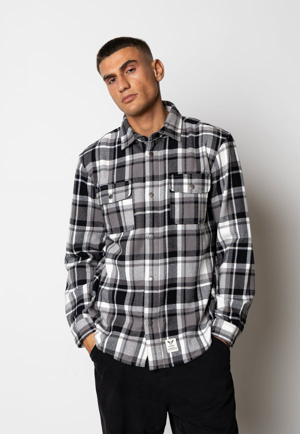 Fat Moose ADRIAN COTTON SHIRT Skjorte L/S Black/Mid grey