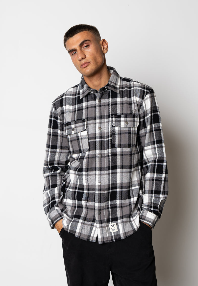 Fat Moose ADRIAN COTTON SHIRT Skjorte L/S Black/Mid grey