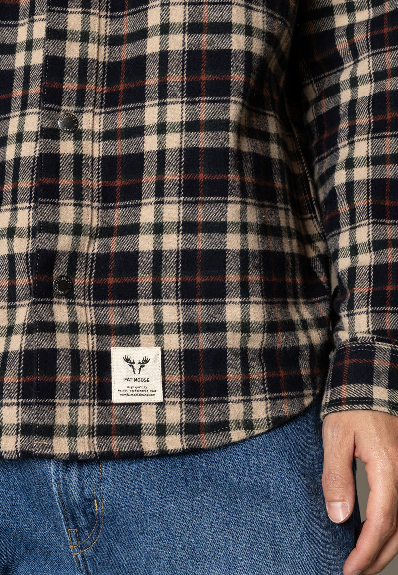 Fat Moose ADRIAN COTTON SHIRT Skjorte L/S Dark Navy/Ecru