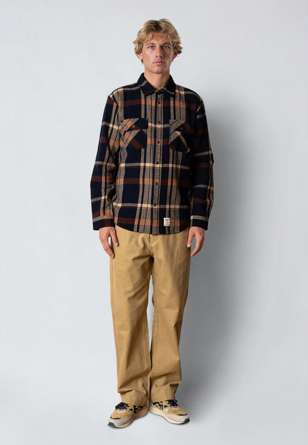 Fat Moose ADRIAN FLANNEL SHIRT Skjorte L/S Dark Navy/Ecru