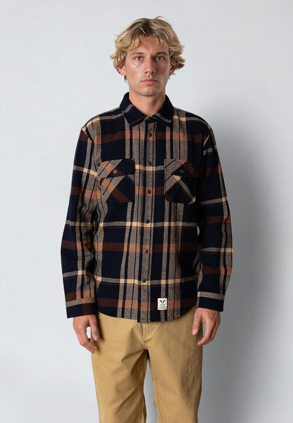 Fat Moose ADRIAN FLANNEL SHIRT Skjorte L/S Dark Navy/Ecru