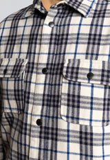 Fat Moose ADRIAN FLANNEL SHIRT Skjorte L/S Ecru/Dark navy