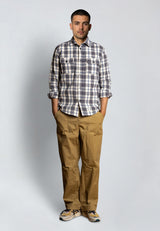 Fat Moose ADRIAN FLANNEL SHIRT Skjorte L/S Ecru/Dark navy