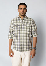 Fat Moose ADRIAN FLANNEL SHIRT Skjorte L/S Ecru/Dusty green