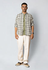 Fat Moose ADRIAN FLANNEL SHIRT Skjorte L/S Ecru/Dusty green