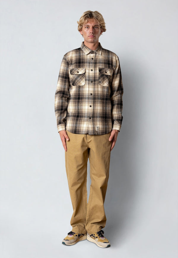 Fat Moose ADRIAN FLANNEL SHIRT Skjorte L/S Sand / Black