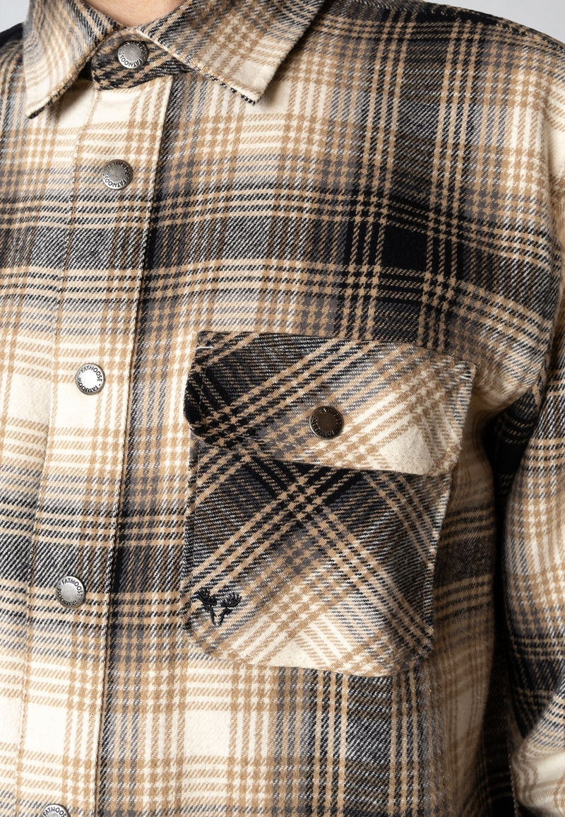 Fat Moose ADRIAN FLANNEL SHIRT Skjorte L/S Sand / Black
