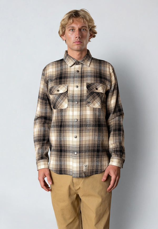 Fat Moose ADRIAN FLANNEL SHIRT Skjorte L/S Sand / Black
