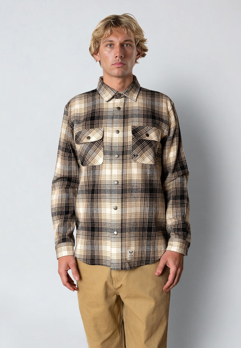 Fat Moose ADRIAN FLANNEL SHIRT Skjorte L/S Sand / Black