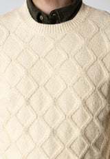 Clean Cut Copenhagen AVERY CABLE KNITTED SWEATER Strik Ecru Melange