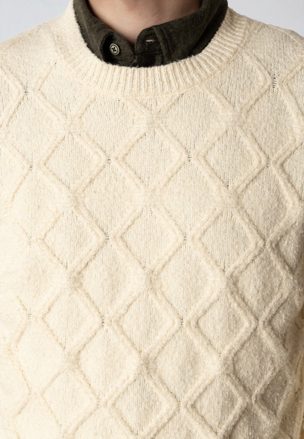 Clean Cut Copenhagen AVERY CABLE KNITTED SWEATER Strik Ecru Melange