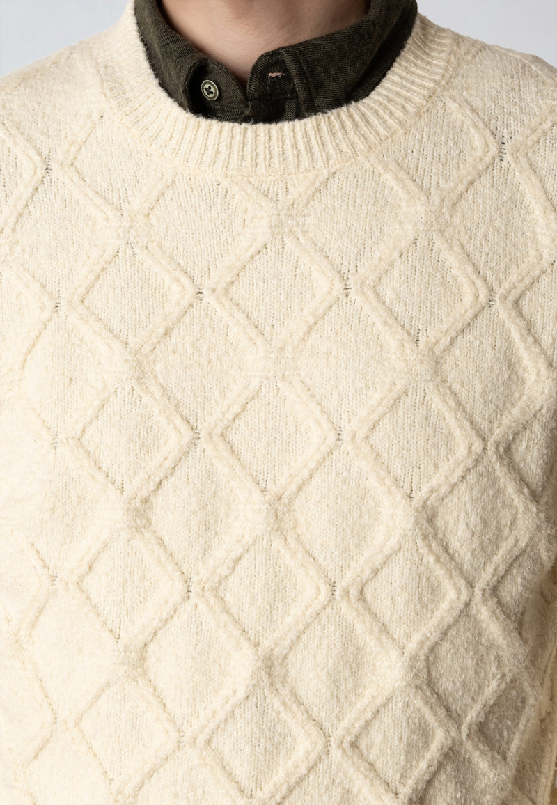 Clean Cut Copenhagen AVERY CABLE KNITTED SWEATER Strik Ecru Melange