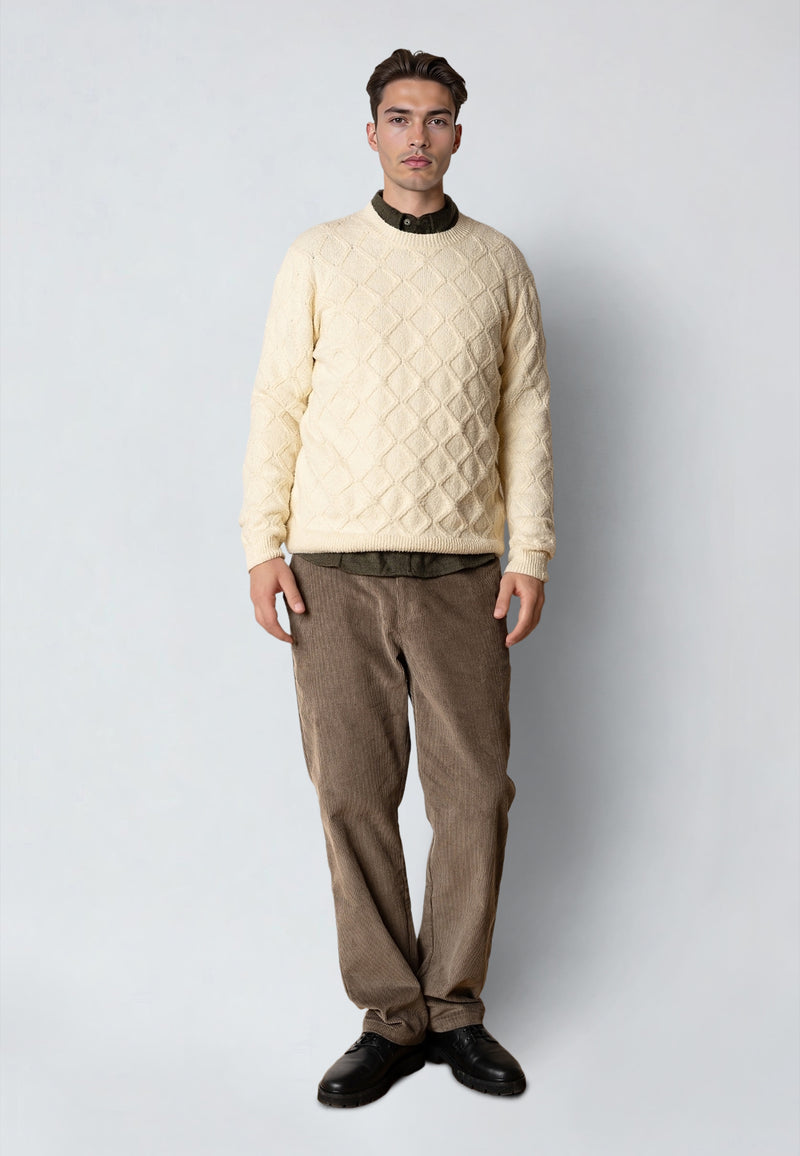Clean Cut Copenhagen AVERY CABLE KNITTED SWEATER Strik Ecru Melange