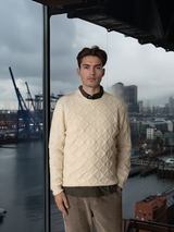Clean Cut Copenhagen AVERY CABLE KNITTED SWEATER Strik Ecru Melange