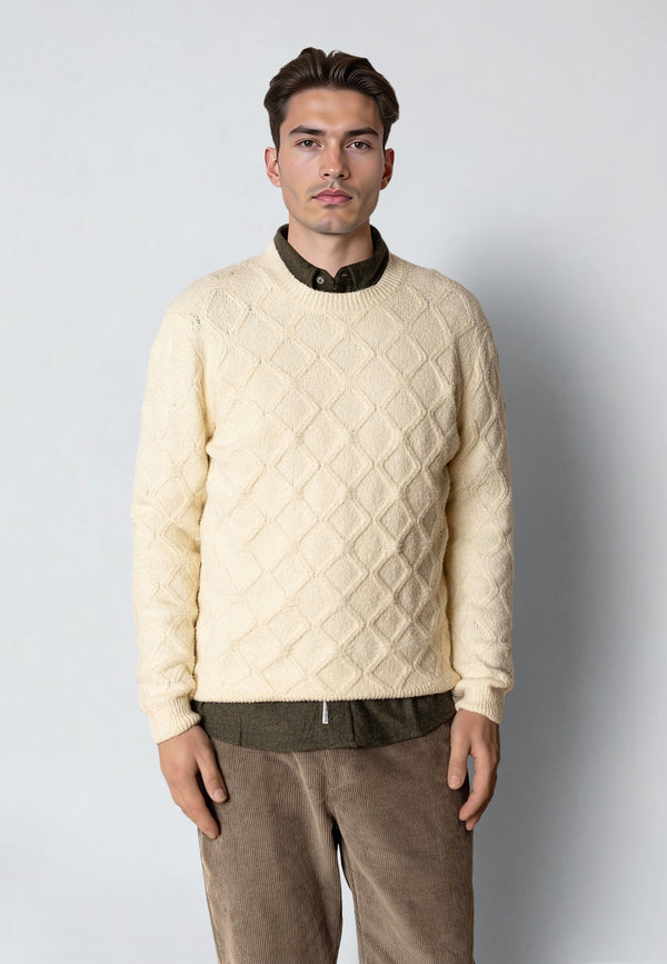 Clean Cut Copenhagen AVERY CABLE KNITTED SWEATER Strik Ecru Melange