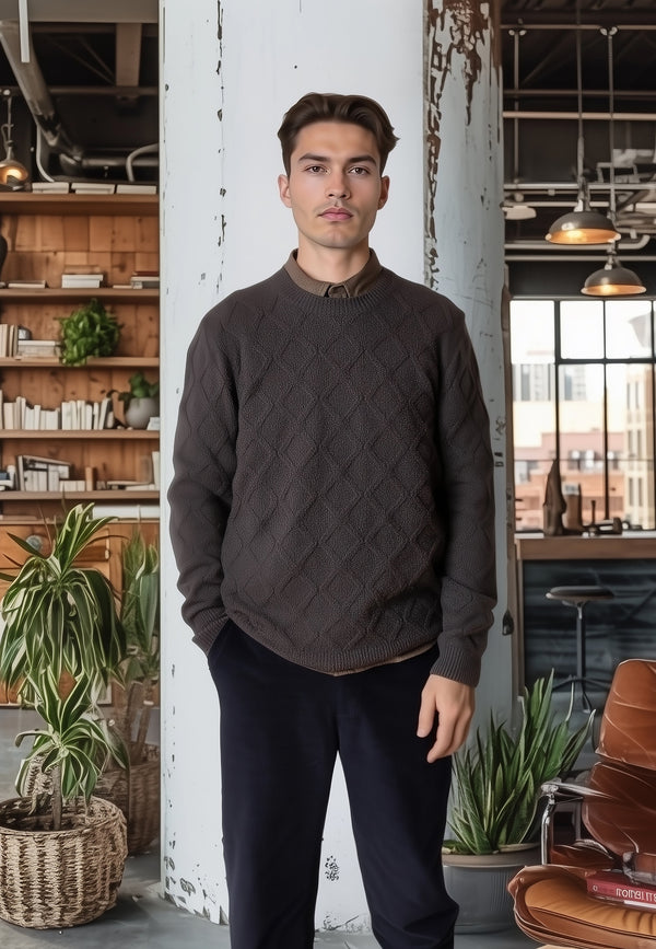 Clean Cut Copenhagen AVERY CABLE KNITTED SWEATER Strik Taube brown melange