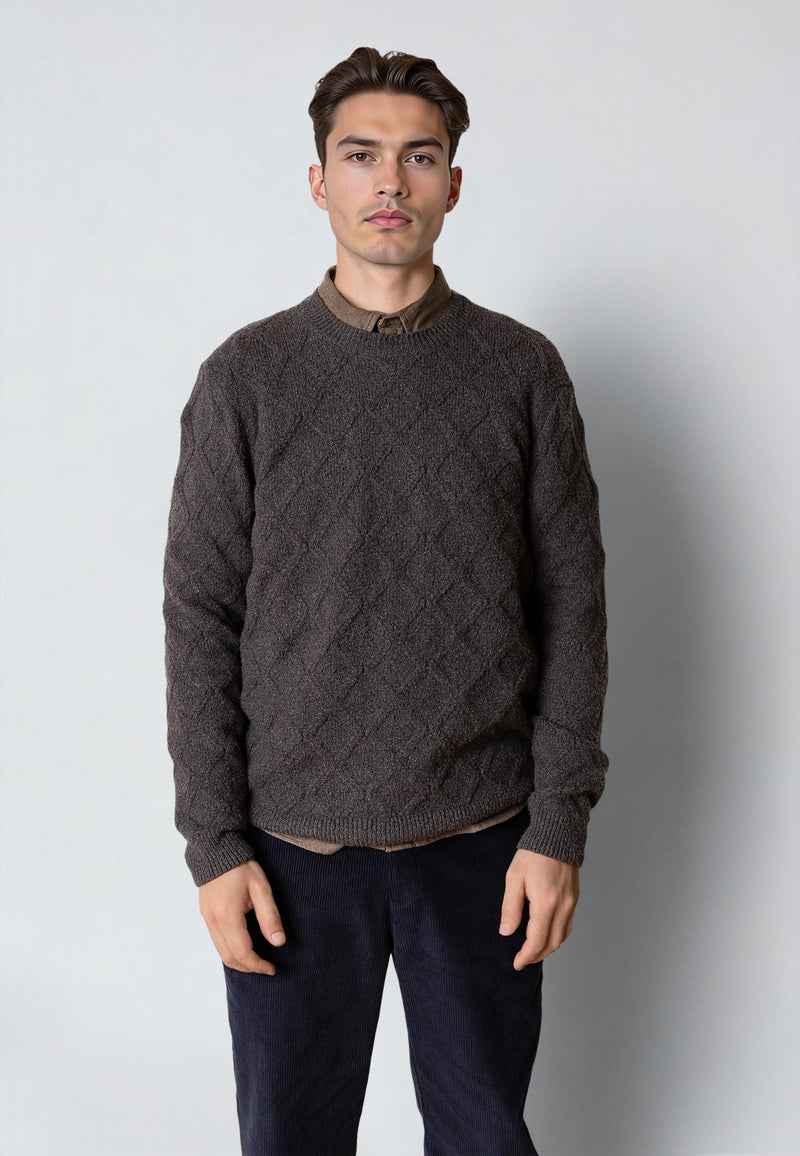 Clean Cut Copenhagen AVERY CABLE KNITTED SWEATER Strik Taube brown melange
