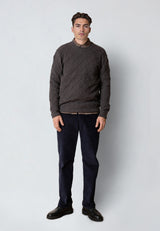 Clean Cut Copenhagen AVERY CABLE KNITTED SWEATER Strik Taube brown melange