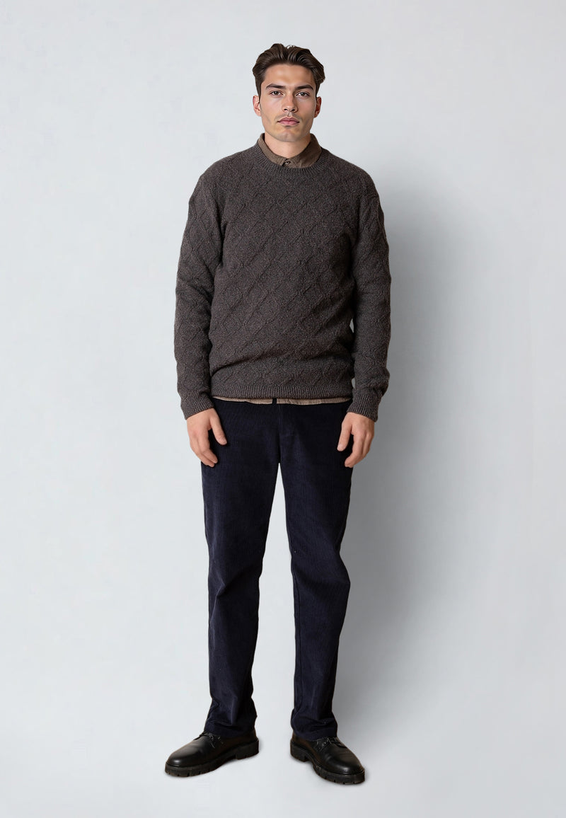 Clean Cut Copenhagen AVERY CABLE KNITTED SWEATER Strik Taube brown melange