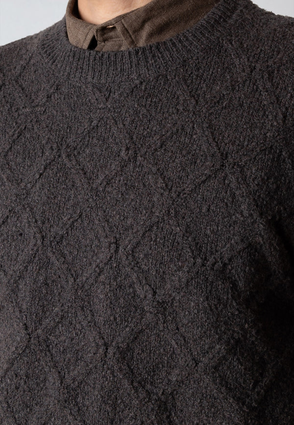 Clean Cut Copenhagen AVERY CABLE KNITTED SWEATER Strik Taube brown melange