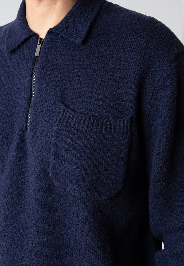 Clean Cut Copenhagen BRYAN KNITTED POLO Strik Navy