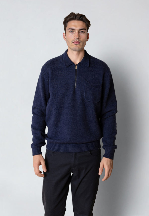 Clean Cut Copenhagen BRYAN KNITTED POLO Strik Navy
