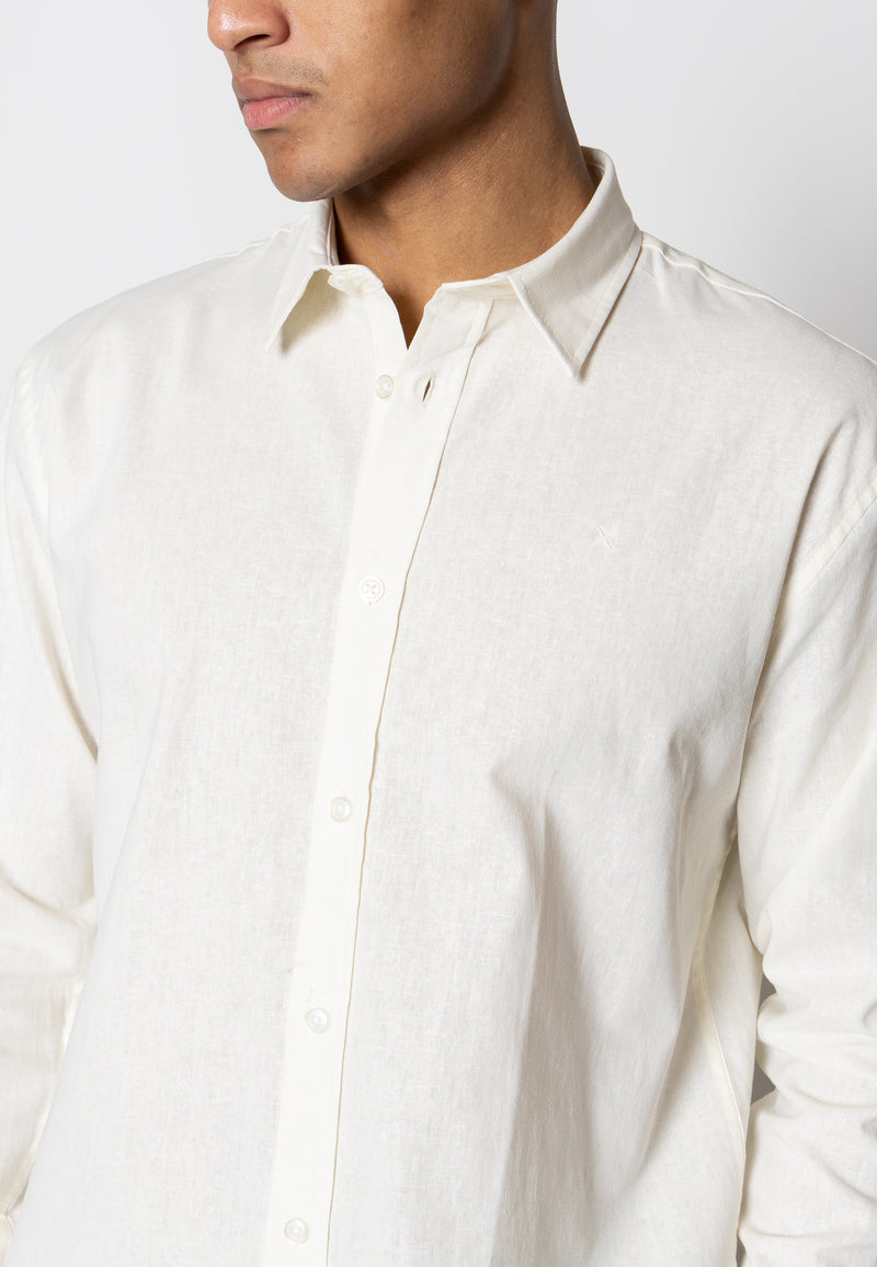Clean Cut Copenhagen Bomuld/Hør skjorte Skjorte L/S Ecru