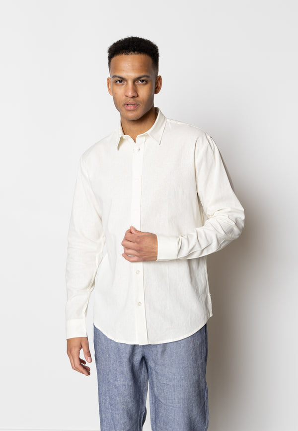 Clean Cut Copenhagen Bomuld/Hør skjorte Skjorte L/S Ecru