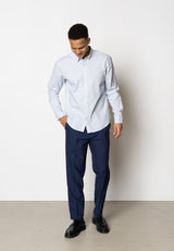Clean Cut Copenhagen Bomuld/Hør skjorte Skjorte L/S Himmelblå