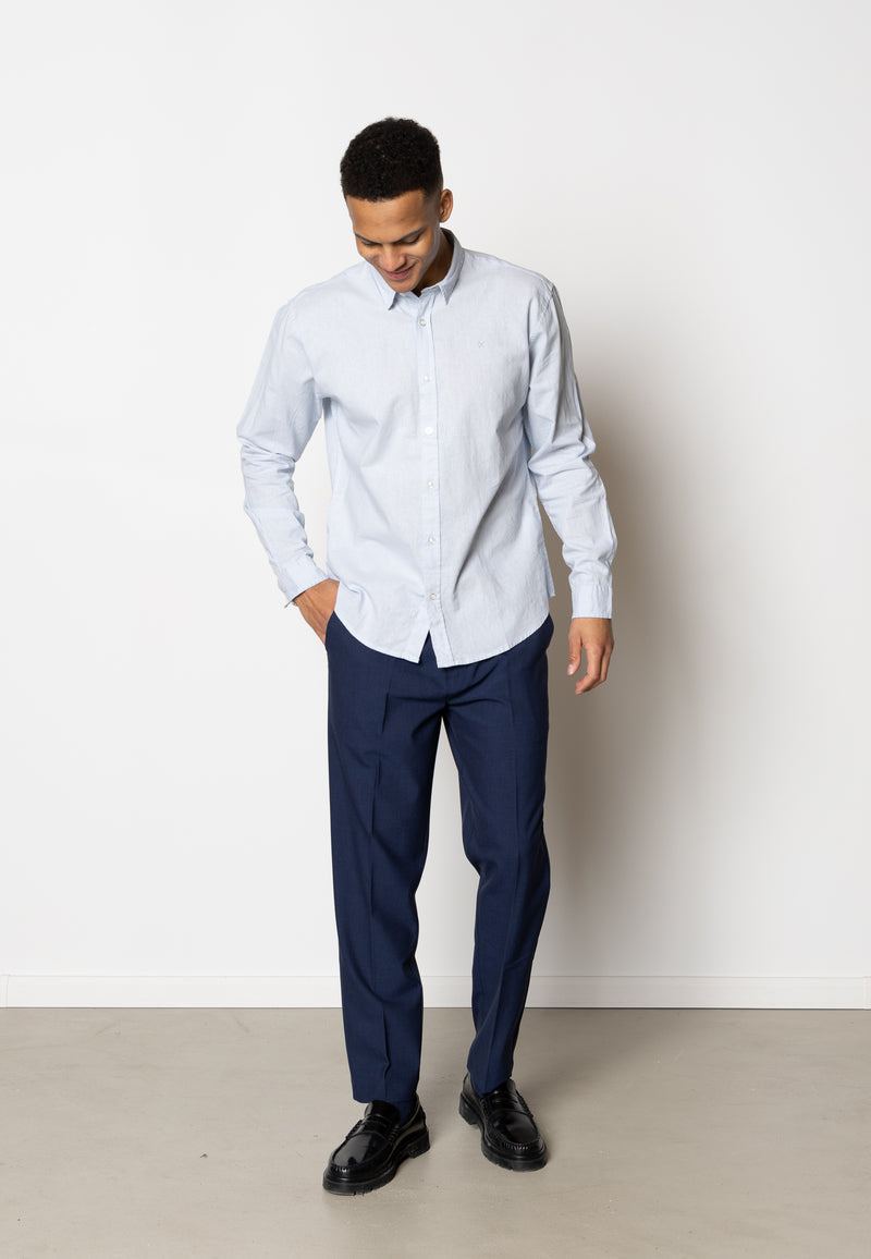 Clean Cut Copenhagen Bomuld/Hør skjorte Skjorte L/S Himmelblå