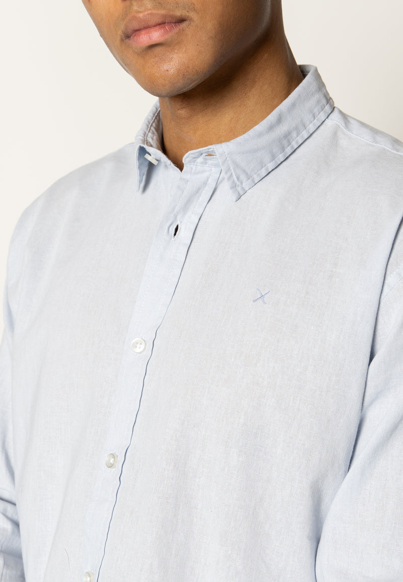 Clean Cut Copenhagen Bomuld/Hør skjorte Skjorte L/S Himmelblå